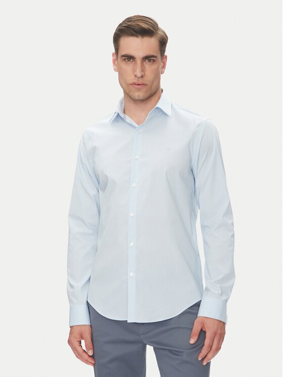 Calvin Klein Риза LV019EU013 Светлосиньо Slim Fit