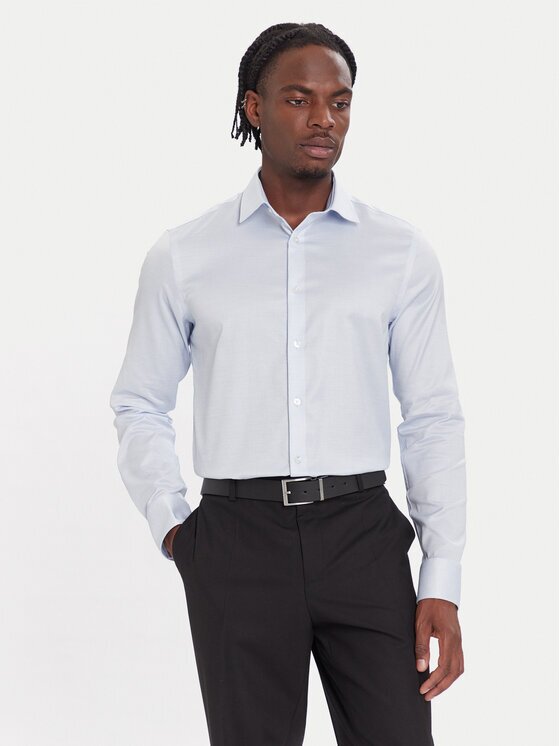 Calvin Klein Риза LV019EU068 Светлосиньо Slim Fit