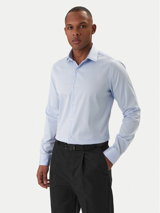 Calvin Klein Риза LV019EU128 Светлосиньо Slim Fit