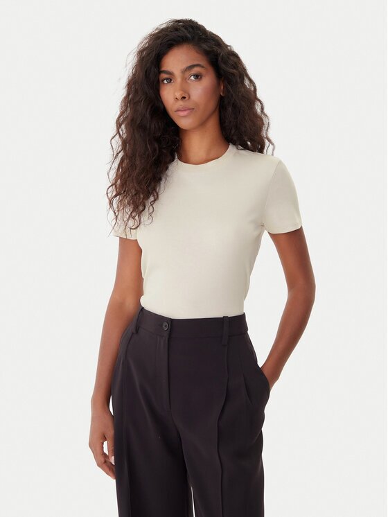 Calvin Klein Тишърт LV044C216G Екрю Regular Fit