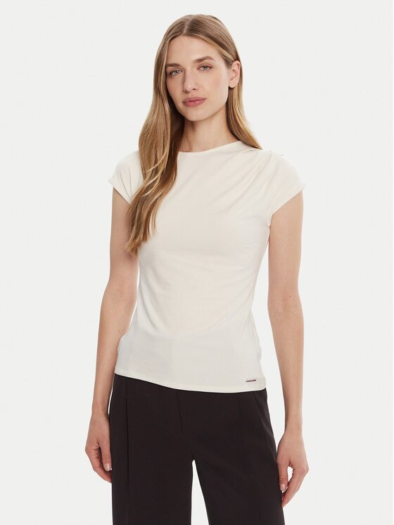 Calvin Klein Тишърт LV047B275G Екрю Slim Fit