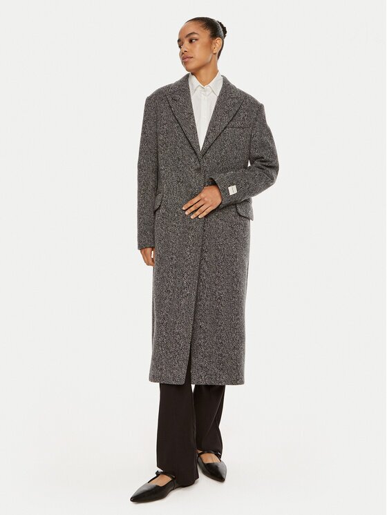 Calvin Klein Вълнено палто Herringbone Single K20K207710 Regular Fit