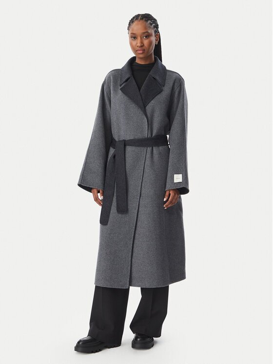 Calvin Klein Вълнено палто Long LV044H538G Regular Fit