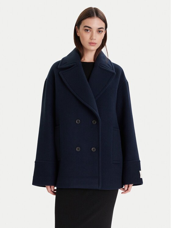 Calvin Klein Вълнено палто LV044D549G Relaxed Fit