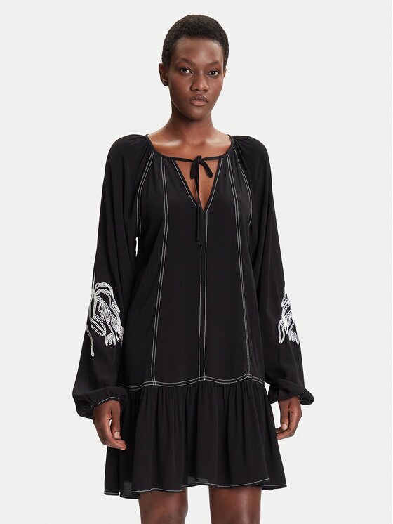 Desigual Ежедневна рокля Silvianegro 25WWVW19 Loose Fit