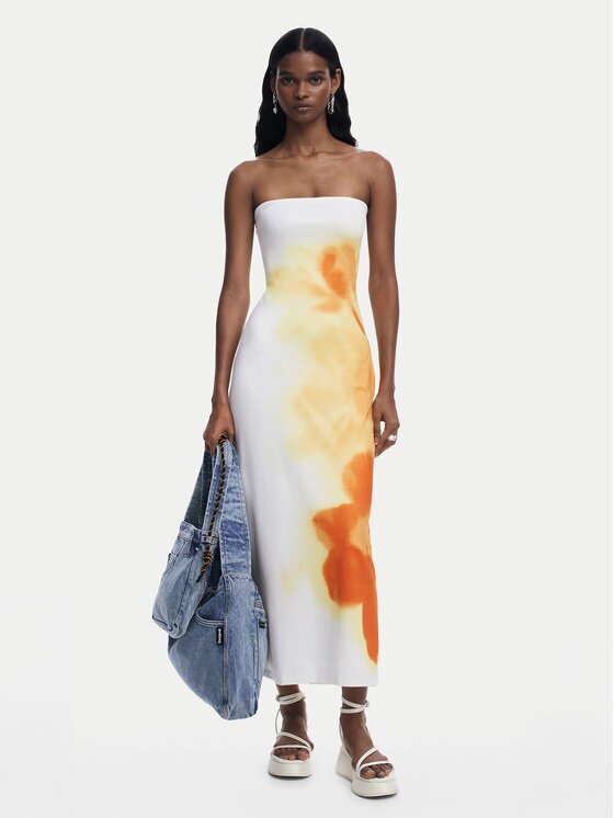 Desigual Лятна рокля Amberes 25SWVK49 Екрю Slim Fit