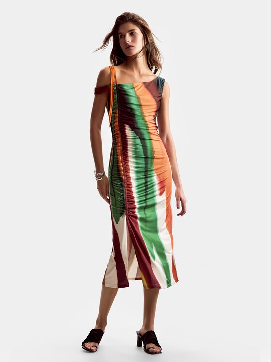 Desigual Лятна рокля Paint Lacroix 26SWVK17 Slim Fit