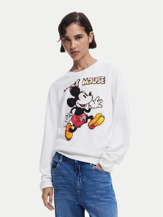 Desigual Суитшърт Avery Mickey 25SWSK45 Екрю Regular Fit