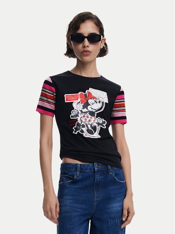 Desigual Тишърт Minnie 25SWTK39 Slim Fit