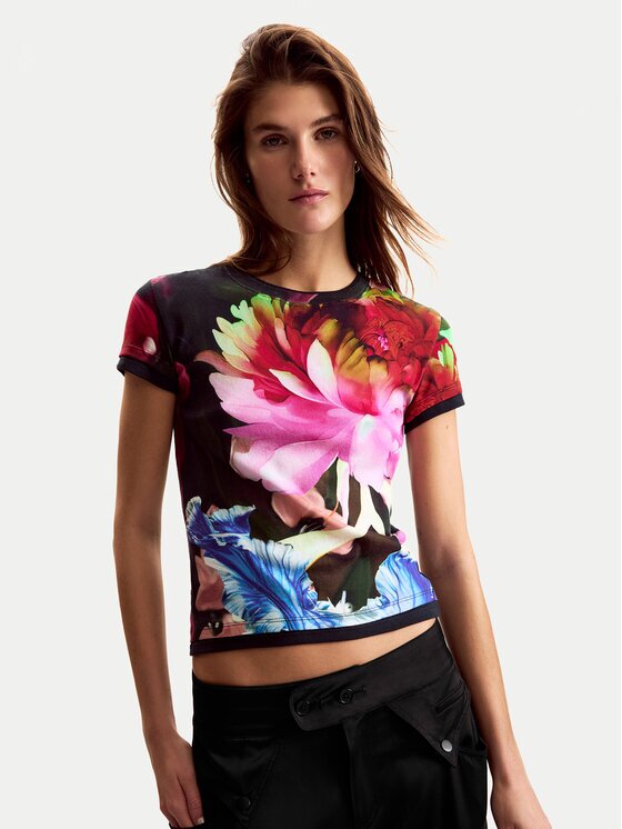 Desigual Тишърт Multiflowers Lacroix 26SWTK49 Regular Fit