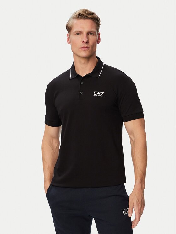 EA7 Emporio Armani Тениска с яка и копчета 8NPF16 PJVUZ 1200 Slim Fit