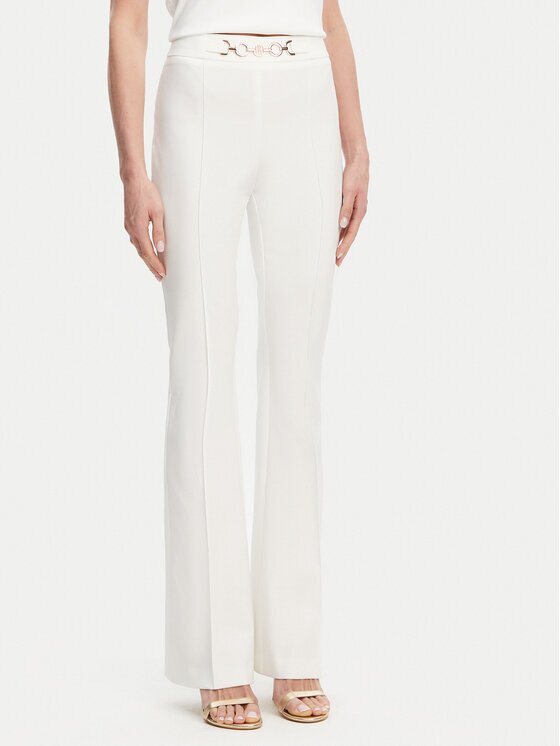 Fracomina Текстилни панталони FR25SVA006W51501 Екрю Flare Fit