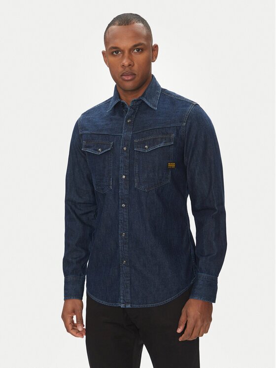 G-Star Raw дънкова риза Dakota D23616-D252 Тъмносин Slim Fit