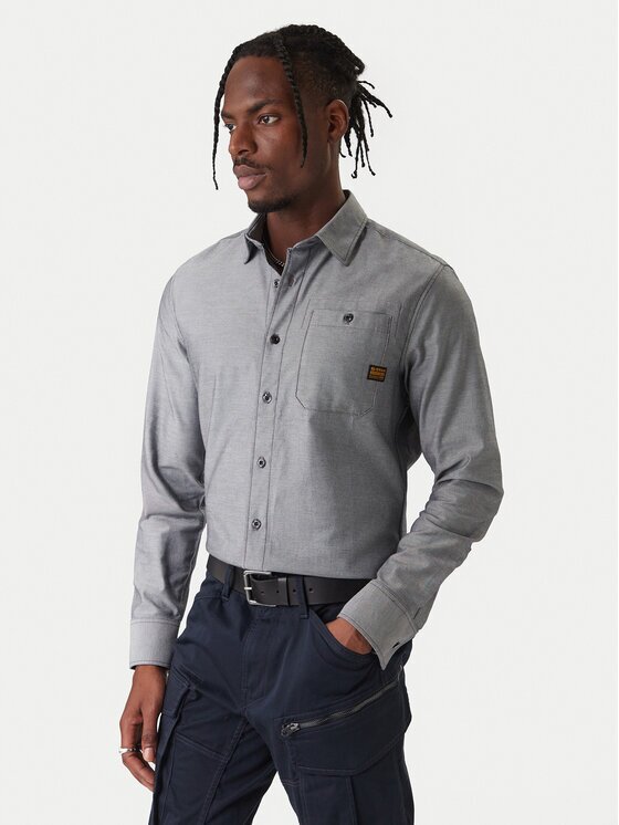 G-Star Raw Риза Bristum 2.0 D23553 E071 Сив Slim Fit