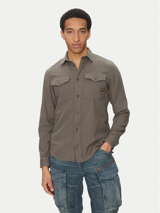 G-Star Raw Риза Marine D24963-D454 C496 Сив Slim Fit