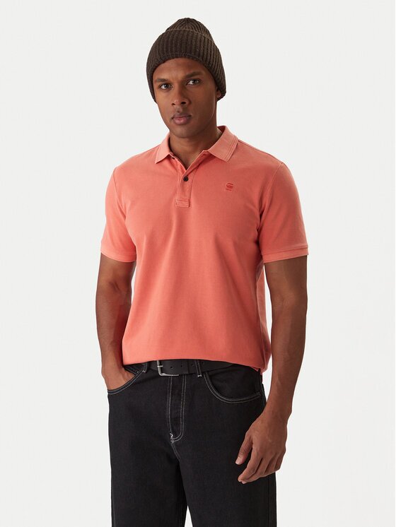G-Star Raw Тениска с яка и копчета Dunda D11595-D756 Оранжев Slim Fit