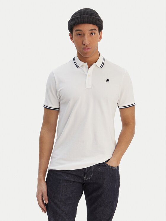 G-Star Raw Тениска с яка и копчета Dunda D17127-5864 Бял Regular Fit