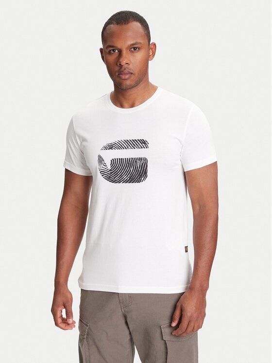 G-Star Raw Тишърт Finger Print Burger D26041-C506 Бял Regular Fit