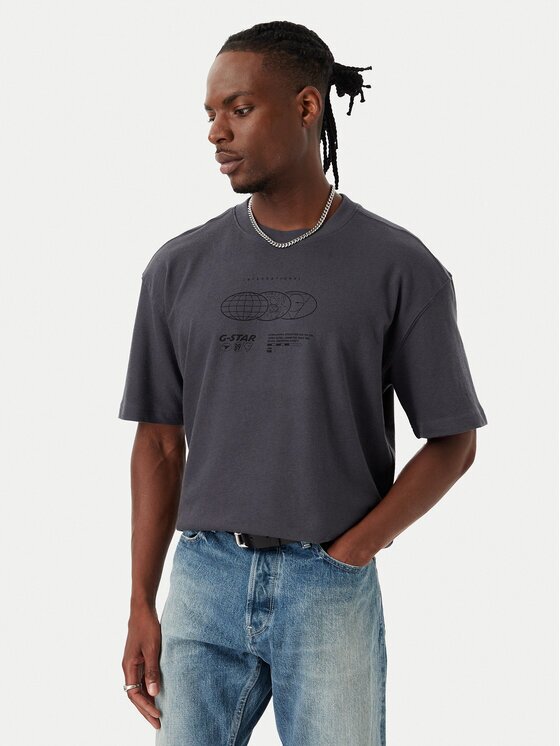 G-Star Raw Тишърт Globes D28920-E508 Тъмносив Relaxed Fit