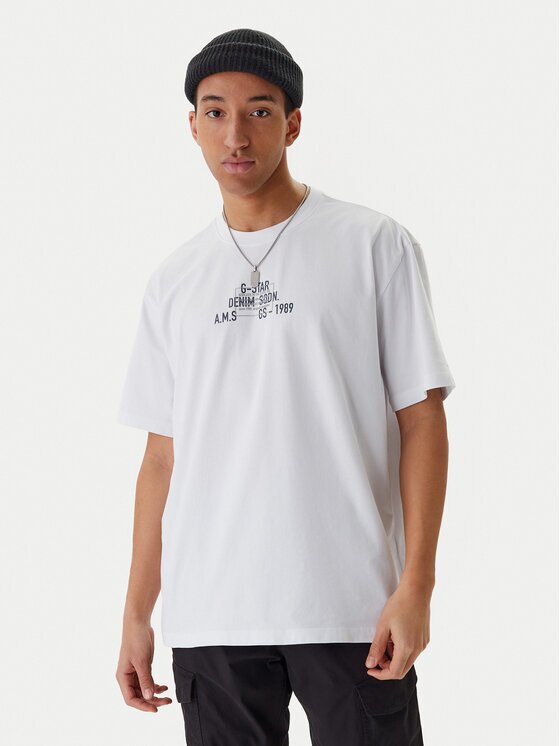 G-Star Raw Тишърт Multi Technique D29296-E385 Бял Relaxed Fit