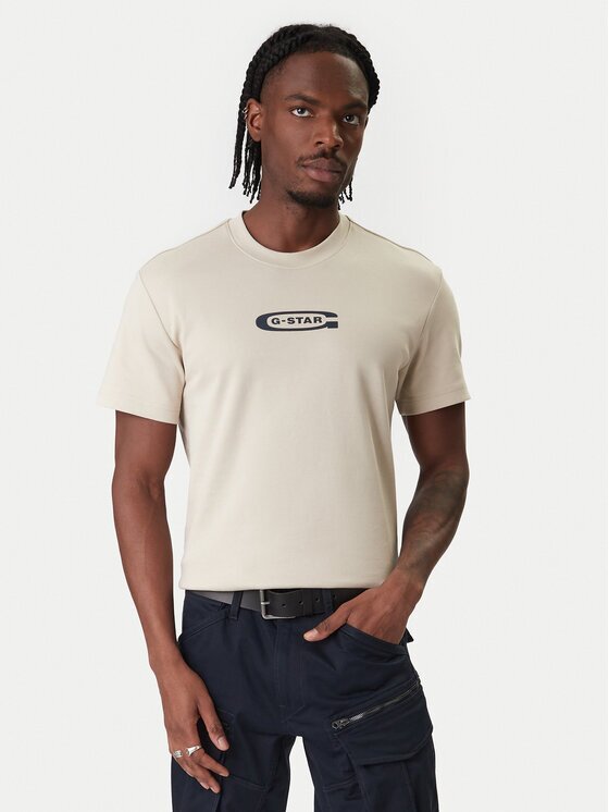 G-Star Raw Тишърт Old Skool D25967-C812 Бежов Regular Fit