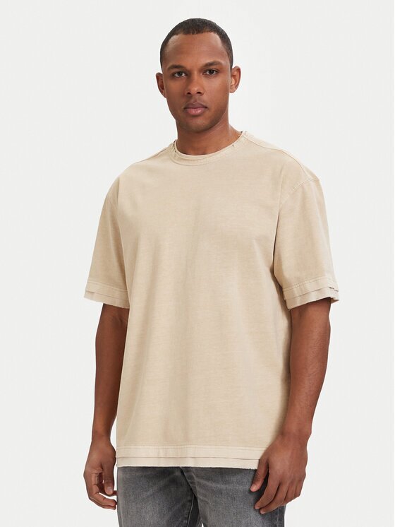 G-Star Raw Тишърт Washed Distressed D28896-E401 Бежов Relaxed Fit