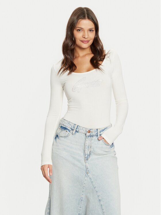 Guess Боди W5RP00 K68D2 Екрю Slim Fit