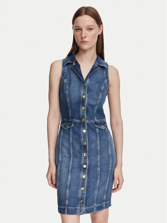 Guess Дънкова рокля W6YK24 D1763 Slim Fit
