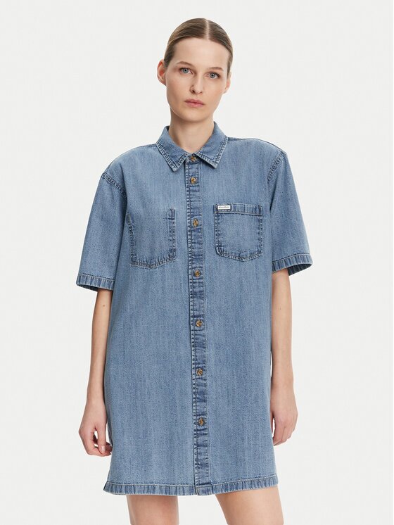 Guess Jeans Дънкова рокля W5GK99 D5M81 Regular Fit