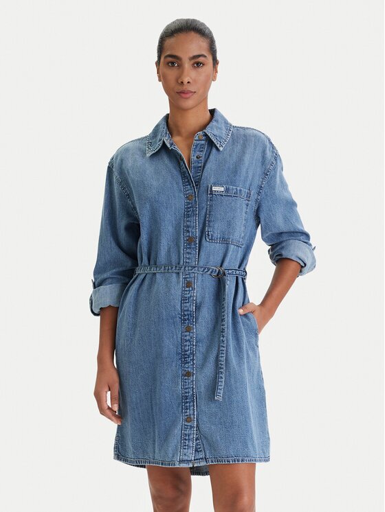Guess Jeans Дънкова рокля W6RK26 D5M81 Regular Fit