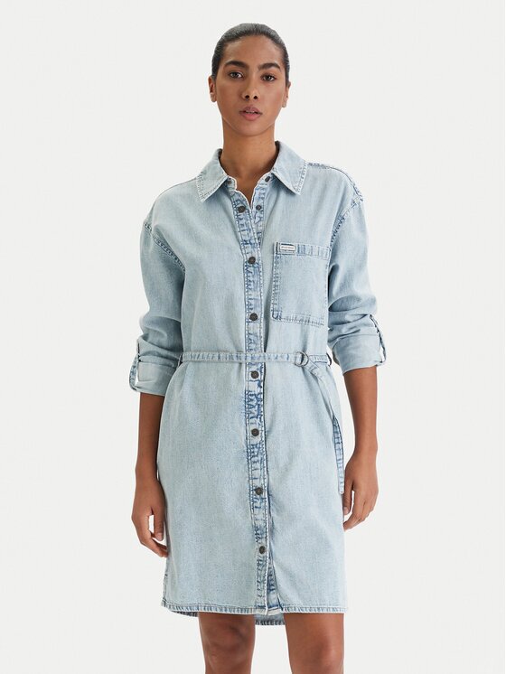 Guess Jeans Дънкова рокля W6RK26 D5M83 Regular Fit