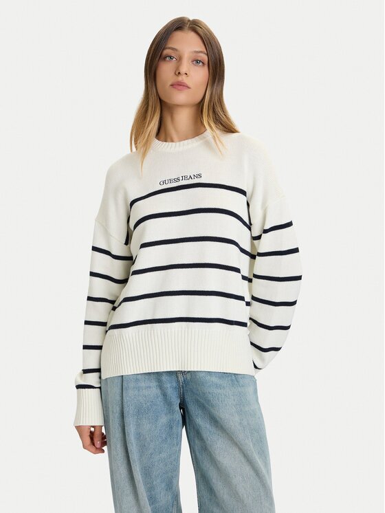 Guess Jeans Пуловер W5BR03 Z3HM1 Екрю Relaxed Fit