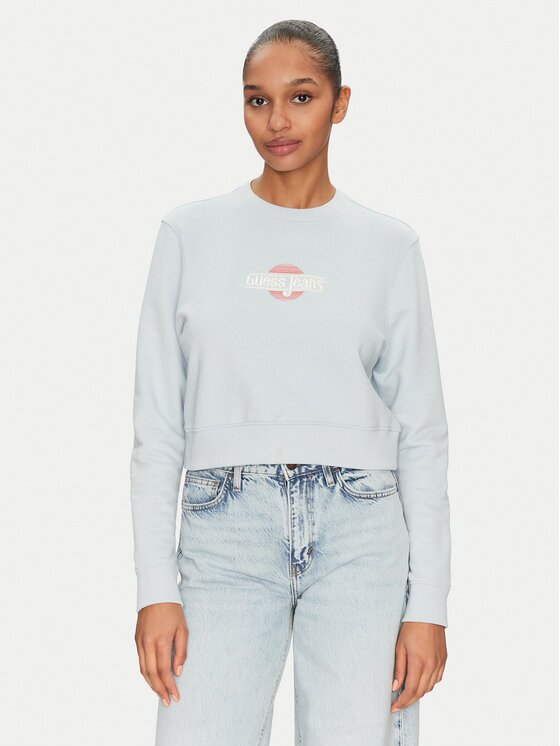 Guess Jeans Суитшърт W5GQ20 K68I4 Светлосиньо Regular Fit