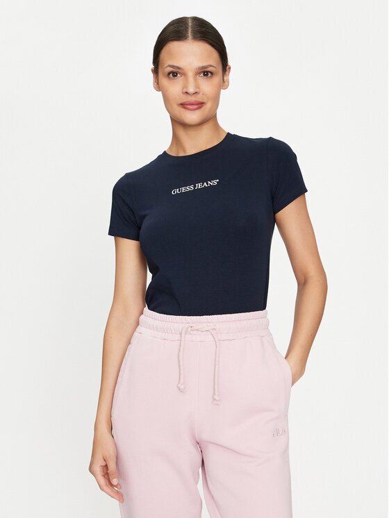 Guess Jeans Тишърт W4YI01 J1314 Светлосиньо Regular Fit