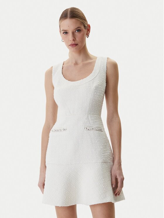 Guess Коктейлна рокля W6RK28 WJ632 Екрю Regular Fit