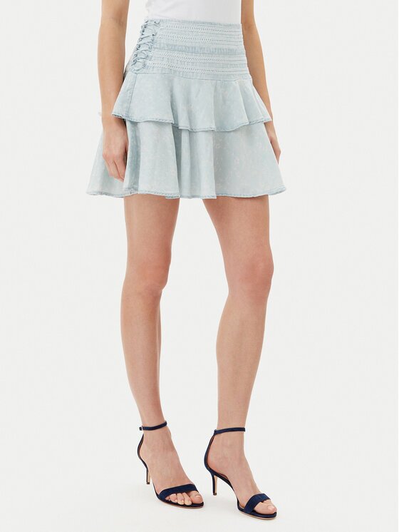 Guess Мини пола W5GD85 D5N81 Светлосиньо Regular Fit