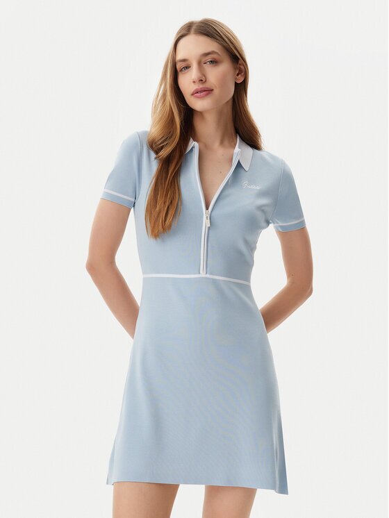 Guess Плетена рокля V5GK00 Z3D60 Светлосиньо Regular Fit