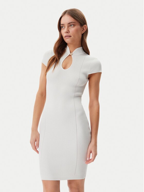 Guess Плетена рокля W5GK46 Z3L10 Екрю Slim Fit