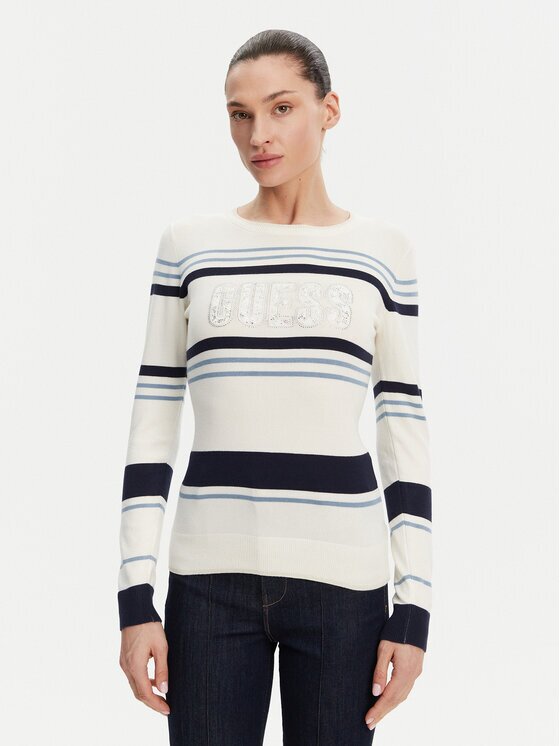 Guess Пуловер W5GR18 Z2NQ2 Екрю Slim Fit