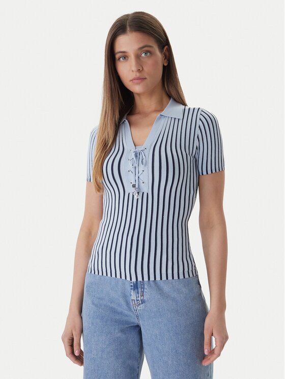 Guess Пуловер W6GR09 Z0590 Светлосиньо Regular Fit