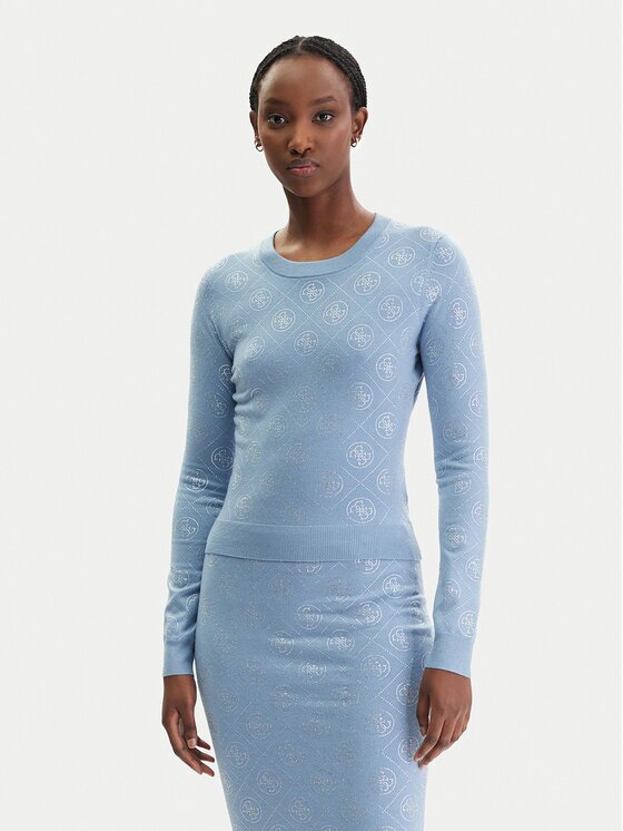 Guess Пуловер W6RR66 Z3JD2 Светлосиньо Regular Fit