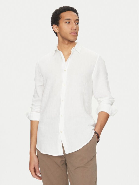 Guess Риза M5GH85 WH831 Екрю Regular Fit