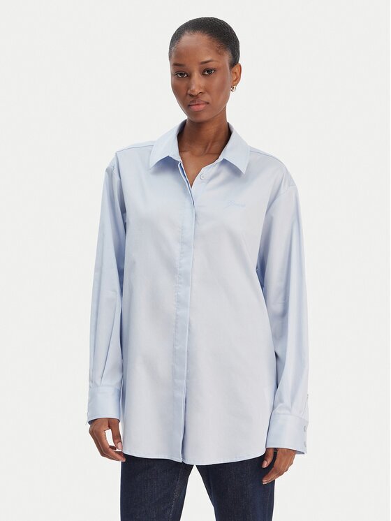 Guess Риза W6RH57 WAF10 Светлосиньо Oversize