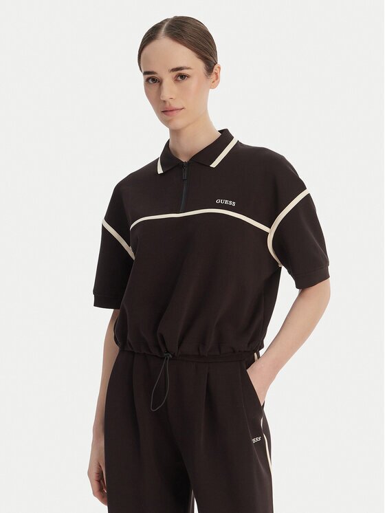Guess Тениска с яка и копчета V6GP01 K2945 Oversize
