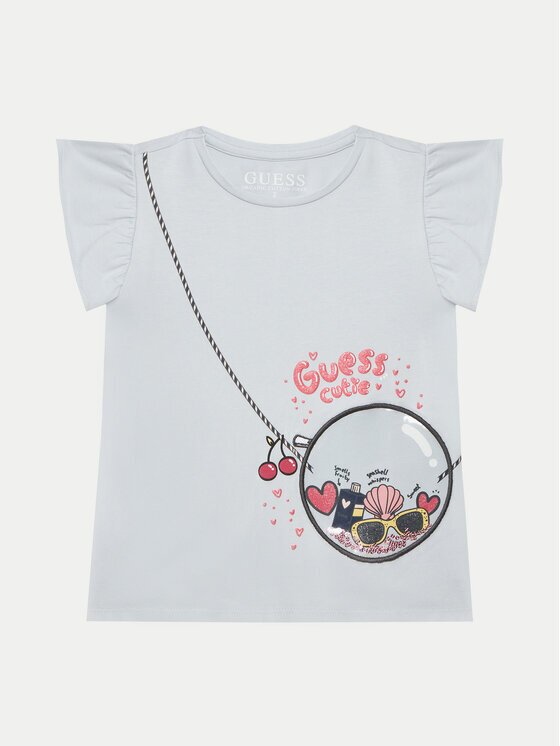 Guess Тишърт K5GI05 K6YW4 Светлосиньо Regular Fit