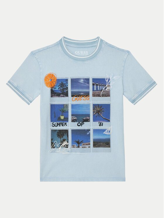 Guess Тишърт L5GI11 K8HM4 Светлосиньо Regular Fit
