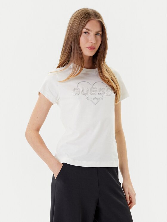 Guess Тишърт V5GI10 K9RM1 Екрю Regular Fit