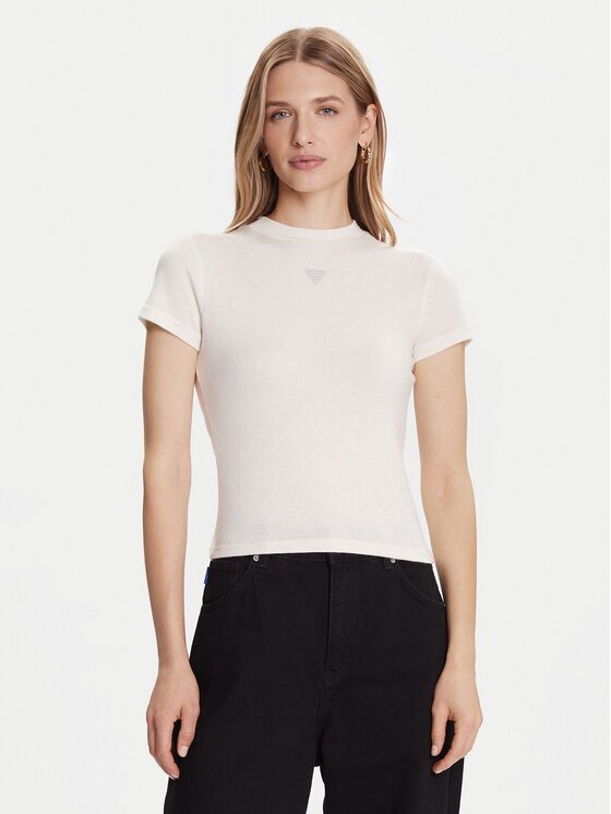 Guess Тишърт W5BP07 KCGM2 Екрю Slim Fit