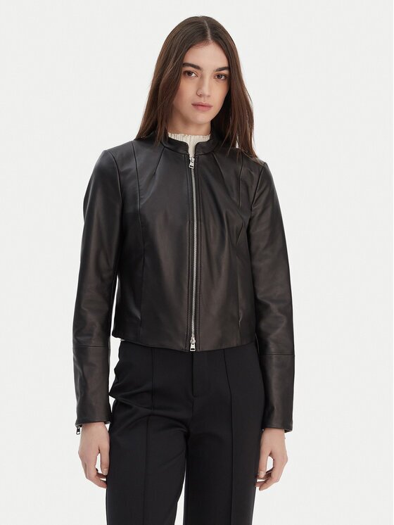 HUGO Кожено яке Lasari 50555743 Regular Fit
