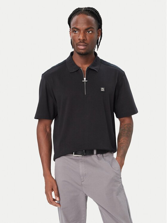 HUGO Тениска с яка и копчета Derypolo 50567930 Regular Fit